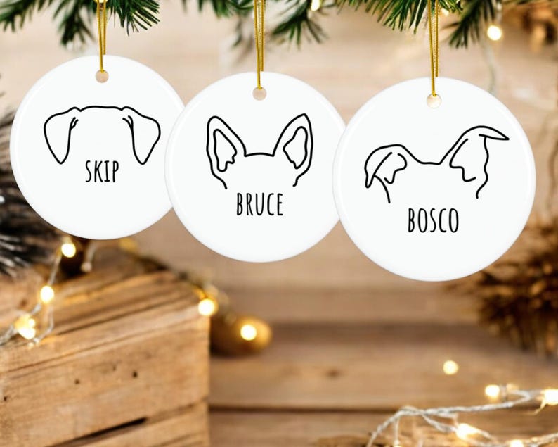 Personalized Dog Ear Ornament, Custom Dog Ear Ornament, Pet Memorial Dog Memorial Custom Ornament, Custom Pet Ornament, Pet Christmas Gift