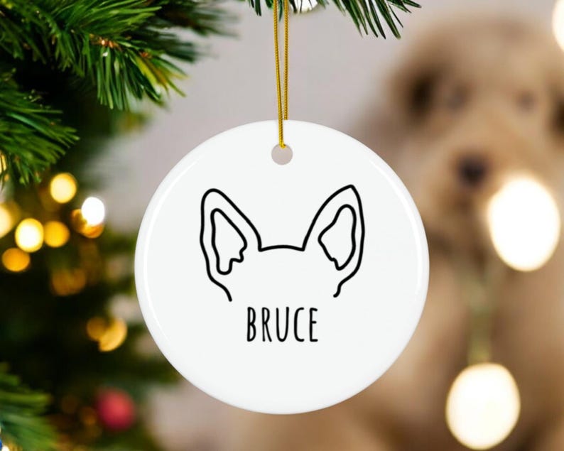 Personalized Dog Ear Ornament, Custom Dog Ear Ornament, Pet Memorial Dog Memorial Custom Ornament, Custom Pet Ornament, Pet Christmas Gift