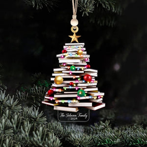 Personalized Gifts for Book Lover,Acrylic Tree Ornament Gift for Her Librarian,2024 Christmas Ornaments-Flat Printed Acrylic Ornament