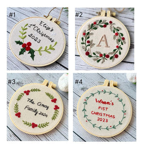 Hand Embroidered Baby's first Christmas Ornament, Custom Embroidered Hoop Ornament, Christmas Decor, Holiday Decor, Christmas Tree Decor.