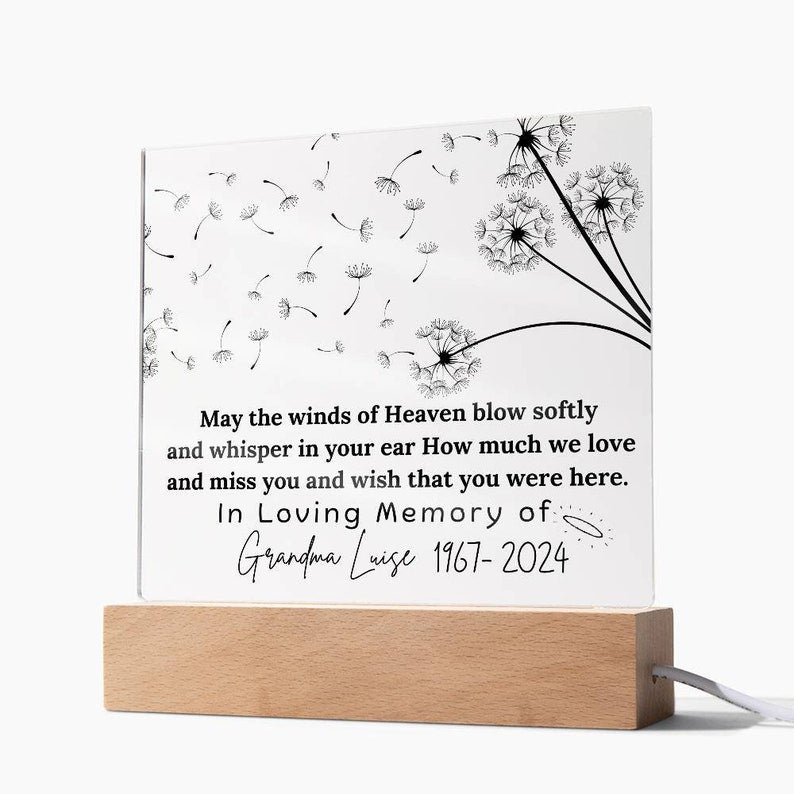 May The Winds Of Heaven Memorial Plaque, Sympathy Gift, Bereavement Gift, In Memory Of Condolences Gift Memorial Keepsake, Loss Of Loved One