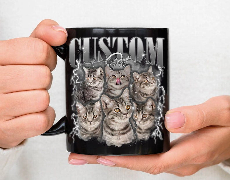 Custom Photo Dog Mom Mug Dog Mug | Bootleg Rap Dog Shirt | Custom Pet Mug | Custom Photo Vintage 90s