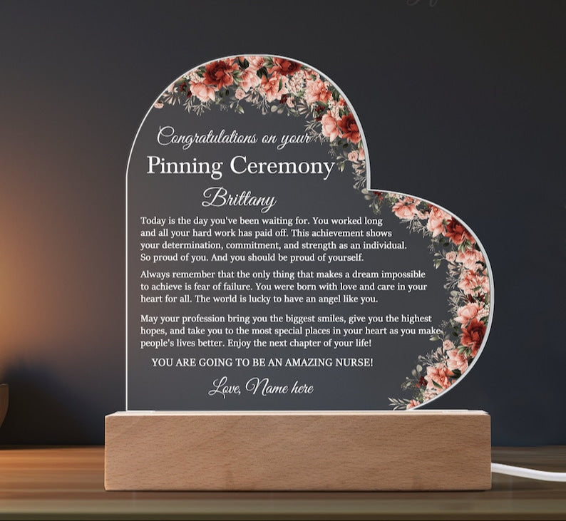 Nurses Degree Graduation Gift, Pinning Ceremony Gifts, Heart Plaque Gift for Nurse Degree Graduation, Nurse Pinning Ceremony Keepsake