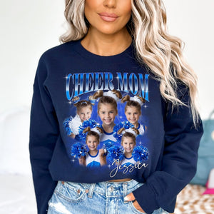 Personalized Cheer Mom T-shirt, long sleeve, sweatshirt, hoodie gift, Custom photo Cheer mama, game day cheer leading your own pictures