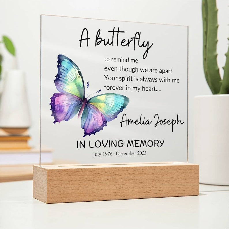 Loss Of Loved One Butterfly Memorial Remembrance Plaque | Sympathy Gift, Bereavement Gift, In Memory Of, Condolences Gift, Memorial Keepsake