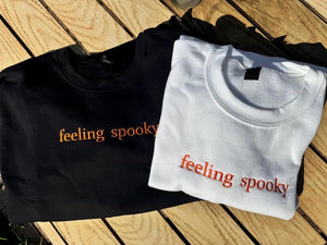 Feeling Spooky, Embroidered Crewneck, Cute Fall Tee, Sweater Weather, Spooky Season, Salem Witch, Embroidery, Gift for her, Minimalistic il_794xN.6181613554_96e5.jpg
