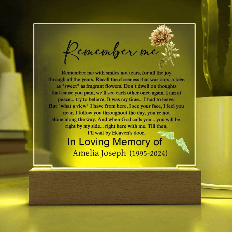Remember me memorial plaque, sympathy gift, bereavement gift, in memory of, memorial, condolences gift, memorial keepsake, loss of loved one