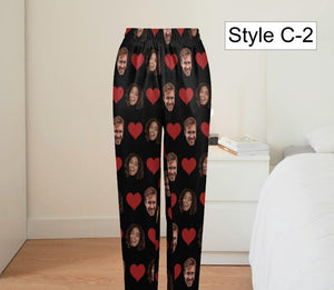 Custom Faces Pajama Pants for Couple, Personalized Couple Matching Photo Pants, Picture Pajamas for Women Men, Gift for Boyfriend Girlfriend