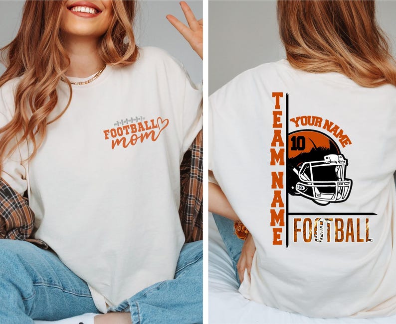 Customized Football Mom Shirt, Gift For Football Lover Mom Shirt, Custom Football Mom Shirt With Kids Name Number, Football Season Tee