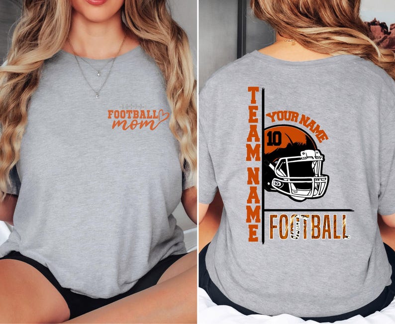 Customized Football Mom Shirt, Gift For Football Lover Mom Shirt, Custom Football Mom Shirt With Kids Name Number, Football Season Tee