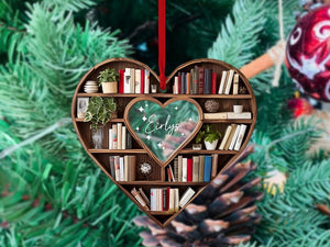 Christmas Book Tree Name Christmas Ornament, Custom Bookish Ornament For Girl Friend, Ornament Gift for Bookworm, Book Club