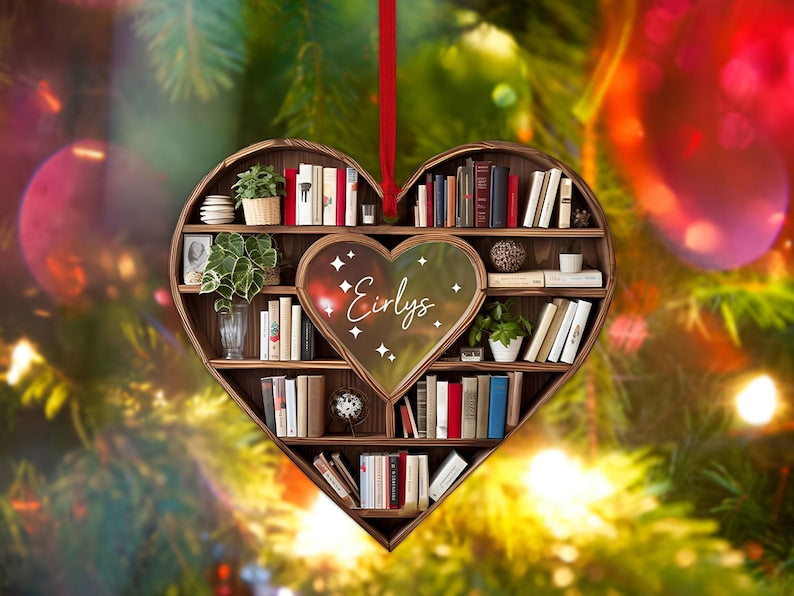 Christmas Book Tree Name Christmas Ornament, Custom Bookish Ornament For Girl Friend, Ornament Gift for Bookworm, Book Club