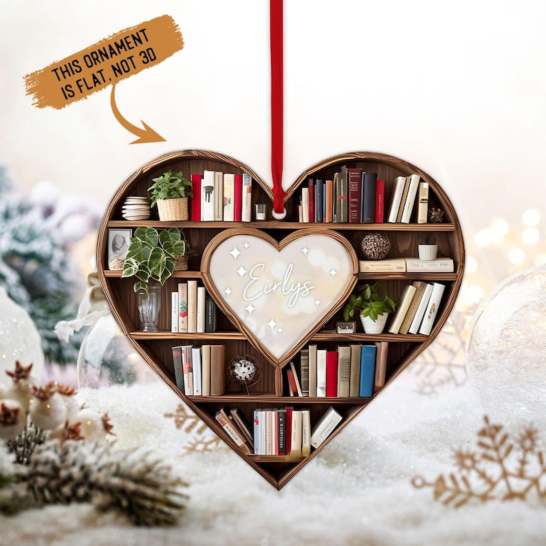 Christmas Book Tree Name Christmas Ornament, Custom Bookish Ornament For Girl Friend, Ornament Gift for Bookworm, Book Club
