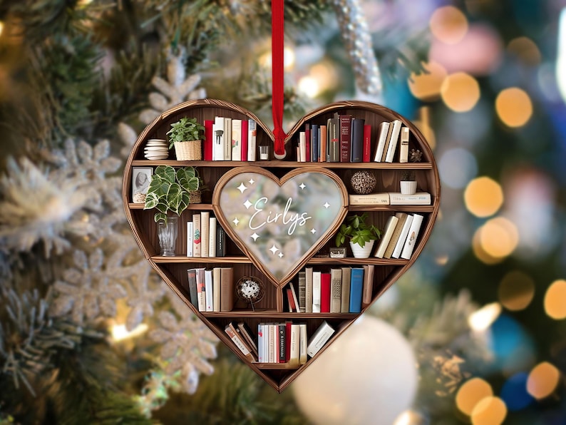 Christmas Book Tree Name Christmas Ornament, Custom Bookish Ornament For Girl Friend, Ornament Gift for Bookworm, Book Club