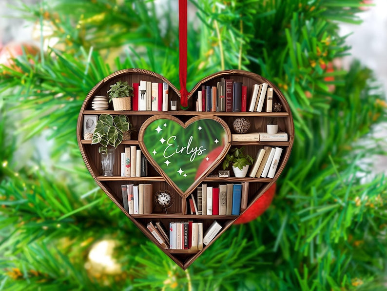 Christmas Book Tree Name Christmas Ornament, Custom Bookish Ornament For Girl Friend, Ornament Gift for Bookworm, Book Club