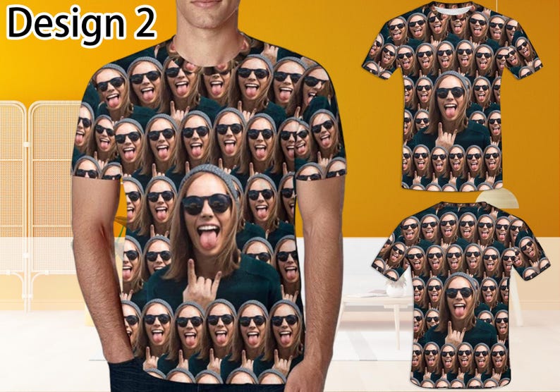 Custom T-Shirt with Faces Custom Face Shirts Bachelor Party Shirts Personalized Photo Tee Shirts Men Women Kids Birthday Christmas Gift