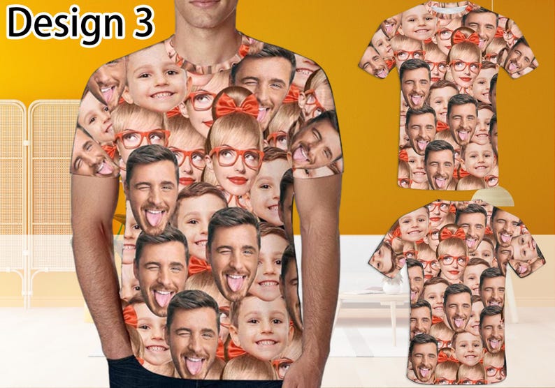 Custom T-Shirt with Faces Custom Face Shirts Bachelor Party Shirts Personalized Photo Tee Shirts Men Women Kids Birthday Christmas Gift