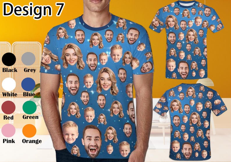 Custom T-Shirt with Faces Custom Face Shirts Bachelor Party Shirts Personalized Photo Tee Shirts Men Women Kids Birthday Christmas Gift