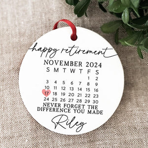 Retirement Gifts for Men and Women 2025 Christmas Ornament Never Forget the Difference You Made Appreciation Gift for Coworker Keepsake