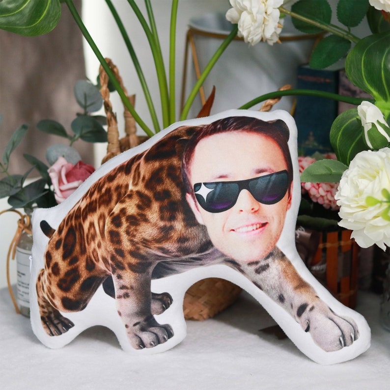 Personalized Human Face Animal Pillow,Custom Photo Cushion, Spoof Gifts, Party Gifts, Birthday Gift for Men, Customized Christmas Gifts