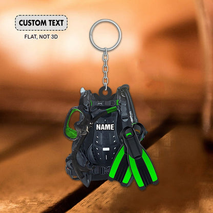 Scuba Diving Scuba Gear - Personalized Flat Acrylic Keychain, Personalized Scuba Diving Acrylic Keychain, Custom Scuba Diving Gifts Keychain, Gift For Scuba Diving Lover