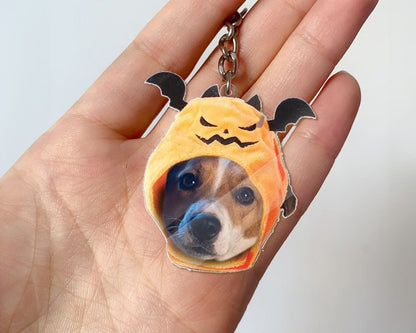 Personalized Funny Pet Halloween Acrylic Keychain, Custom Pet Photo Keychain, Pet Photo Keyring, Dog Memorial Keychain, Halloween Keychain