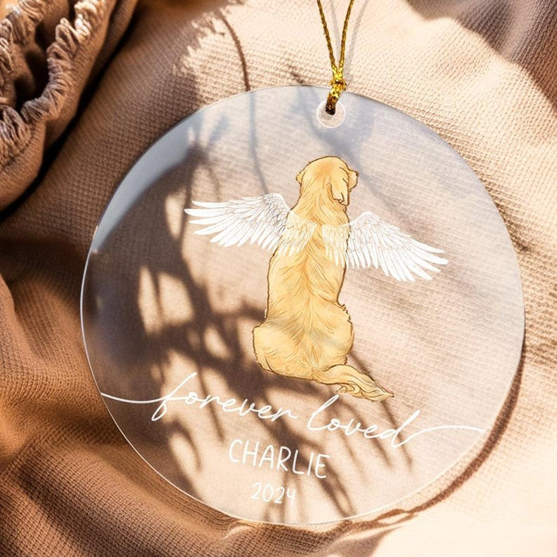 Personalized Dog Memorial Ornament, Golden Retriever Memorial Christmas Ornament, Custom Dog Sympathy Ornament, Custom Pet Loss Ornament