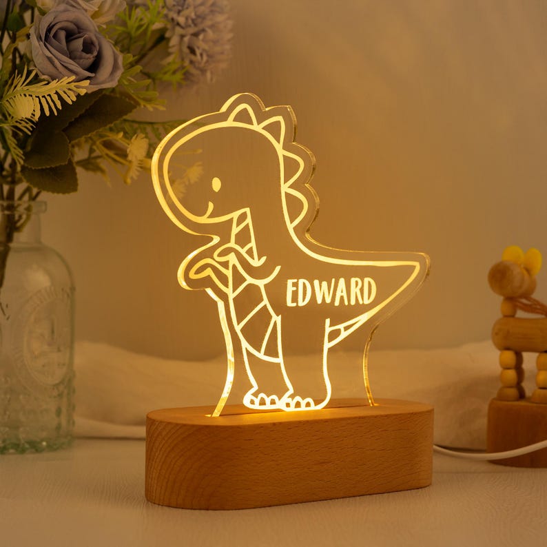 Dinosaur Custom Name Light,Personalized Night Light,Dinosaur Room Decor,Kids Birthday Gift,Baby Shower Gifts,Toddler Gifts,Personalized Gift