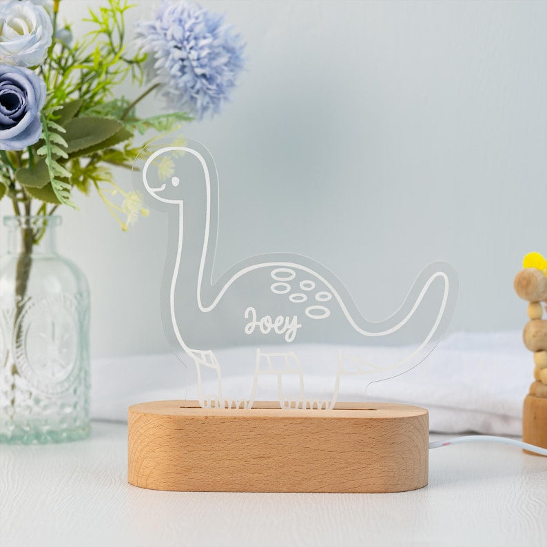Dinosaur Night Light,Custom Name Night Light,Cute Night Light,Baby First Birthday Gift,Baby Nursery Decor,Gifts For Kids,Newborn Shower Gift