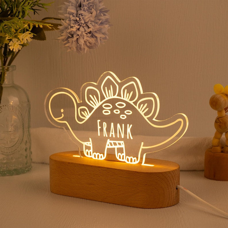 Dinosaur Night Light,Custom Name Night Light,Cute Night Light,Baby First Birthday Gift,Baby Nursery Decor,Gifts For Kids,Newborn Shower Gift