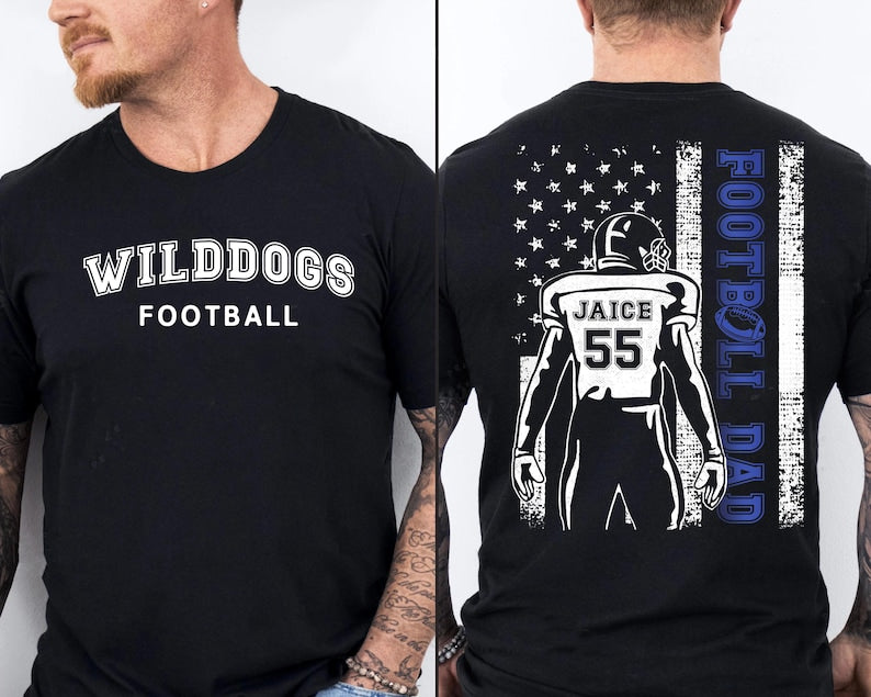 Personalized Football Dad Shirt, Football Team, Custom Name Number Football Shirt, Sports Dad Shirt, Dad Football Shirt