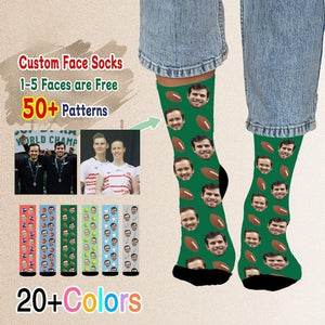 Customized Football socks, Personalized face socks with balls, Volleyball socks, photo socks with basketball, Best gift for ball Team member