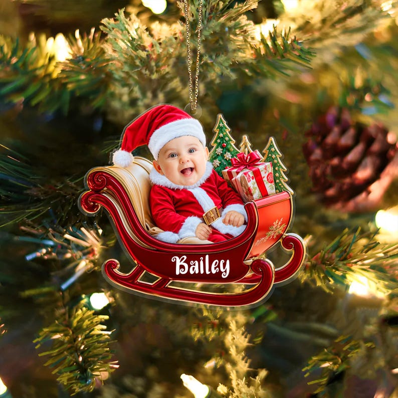 Personalized Baby Photo Ornaments,2D Flatten Ornament, Baby Face