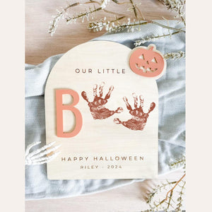 Halloween Footprint or Handprint Art Sign | Trick or Treat | My Little Boo | Baby s First Halloween Keepsake | Kid Craft | 2024 | Engraved