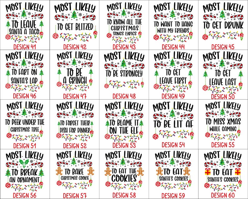 118 Quotes Most Likely to Christmas Shirt, Family Matching Christmas T-Shirts, Christmas Shirt, Funny Christmas Shirt, Family Pajamas