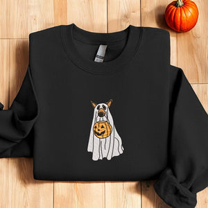 Embroidered Halloween Custom Dog From Your Photo Sweatshirt Crewneck Halloween Dog Shirt Ghost Dog Halloween Hoodie Sweater Spooky Dog