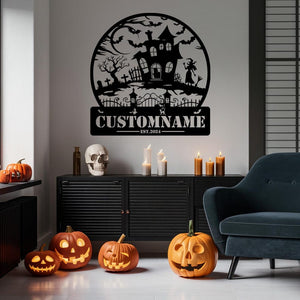 Custom Halloween Metal Sign: Haunted House Decor, Spooky Wall Art