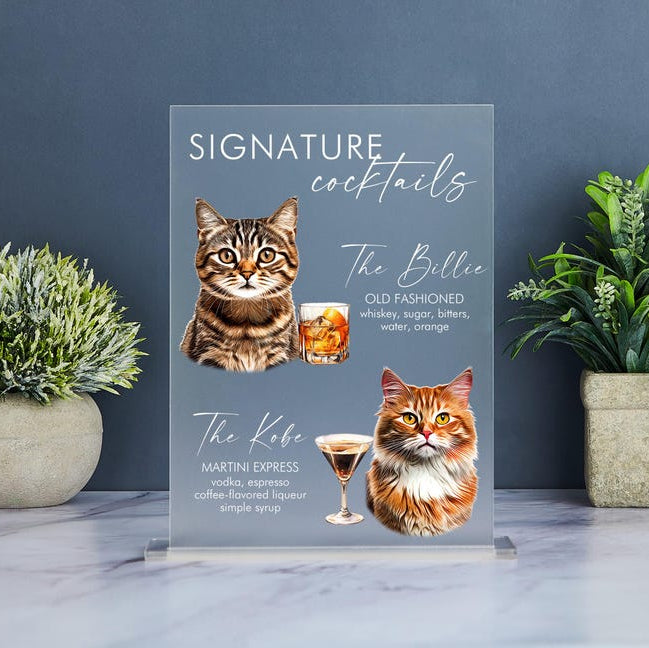Dog Signature Cocktails Sign, Pet Signature Drink Bar Menu, Acrylic Wedding Bar Menu, Pet Wedding Bar Sign, Dog Signature Drinks Sign