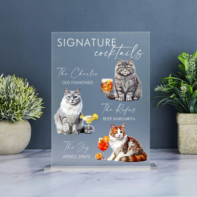 Dog Signature Cocktails Sign, Pet Signature Drink Bar Menu, Acrylic Wedding Bar Menu, Pet Wedding Bar Sign, Dog Signature Drinks Sign