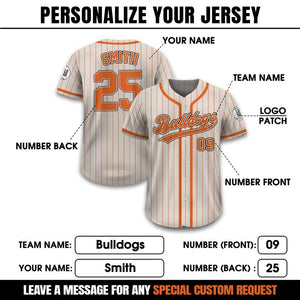 Custom Team Name Number Baseball Jersey Pinstripe, Custom Baseball Jersey for Men Women Youth Kid, Personalized Pinstripe Jersey Sand Orange