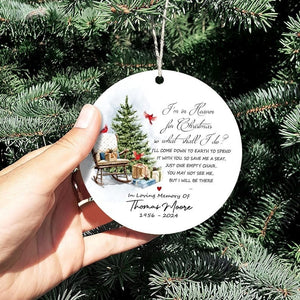 Personalized Christmas In Heaven Memorial Ornament, Cardinal Memorial Ceramic Ornament, Custom In Loving Memory Bereavement Ornament