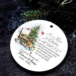 Personalized Christmas In Heaven Memorial Ornament, Cardinal Memorial Ceramic Ornament, Custom In Loving Memory Bereavement Ornament