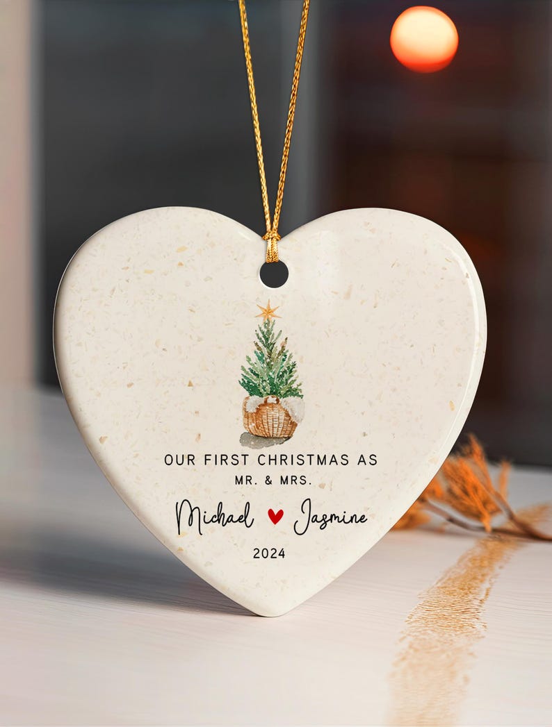 First Christmas Married Ornament, Our First Christmas As Mr and Mrs Ornament, Wedding Gift Ornament, Custom Wedding Ornament For Couple
