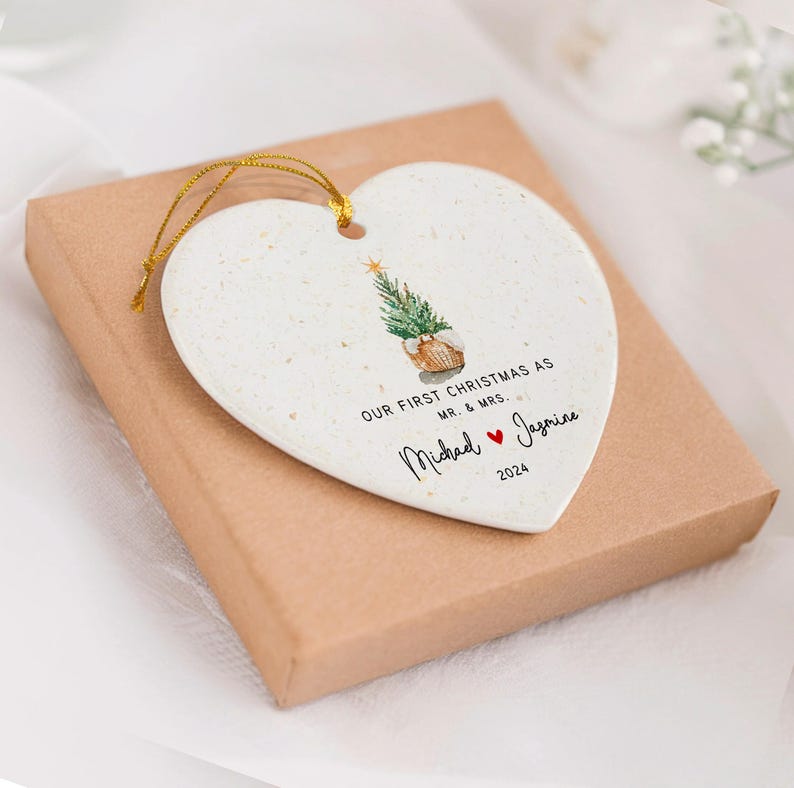 First Christmas Married Ornament, Our First Christmas As Mr and Mrs Ornament, Wedding Gift Ornament, Custom Wedding Ornament For Couple
