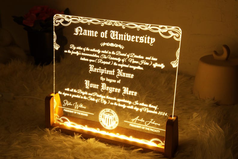 Custom University College Degree Diploma Customisable Professor Gift, Diploma Plaque, Printable Certificate With Seal, Diploma Ofis Decor