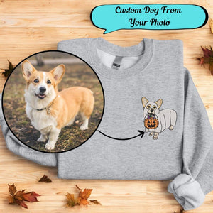 Embroidered Halloween Custom Dog From Your Photo Sweatshirt Crewneck Halloween Dog Shirt Ghost Dog Halloween Hoodie Sweater Spooky Dog