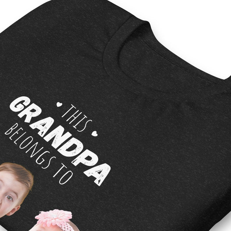 Personalized Grandpa T-Shirt, Father's Day Gift with Grandkids' Faces & Names, Custom Grandfather Photo Printed Shirt, Hoodie, Long-Sleeve