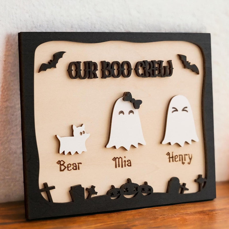 Haloween Family Name Sign, Halloween Decor, Halloween Ghost Sign, Gift For Family, Farmhouse Decor, Family Gift