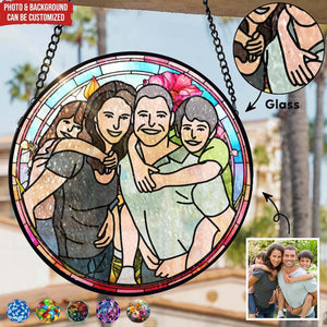 Custom Family Portrait, Transform Your Photos Into Art - Personalized Window Stained Glass, Custom Stained Glass, Family Memorial Gifts