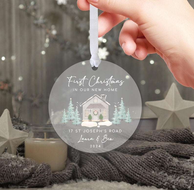 New Home Personalised Frosted Christmas Ornament New Home Gift | Christmas In New Home | First Home 2024 | Christmas Gift | Christmas